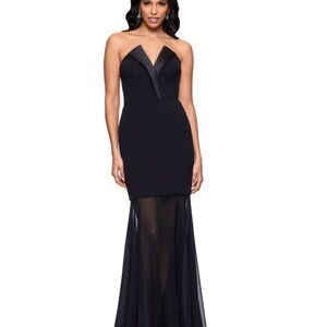 Elegant Black Strapless Evening Dress